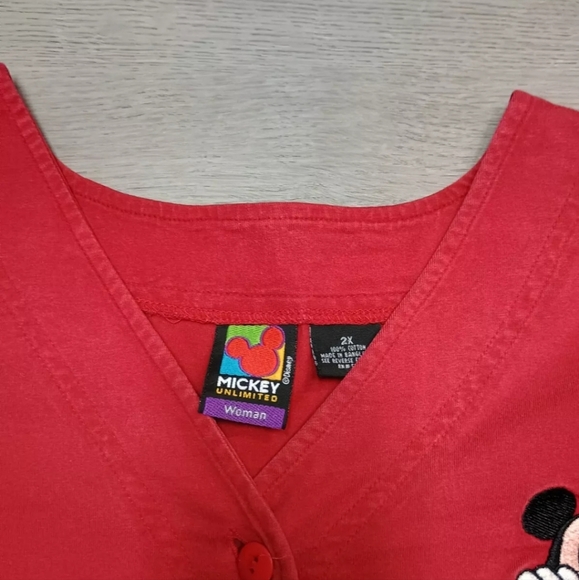 Vintage Mickey Unlimited Woman Red Baseball Superstar Long Sleeve T Size 2x - Picture 4 of 7